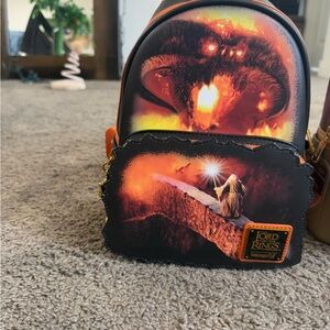 Loungefly Lord of the Rings Backpack - Black and Orange